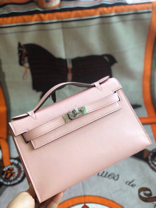 에르메스 미니 켈리백22 핑크 은장 스위프트